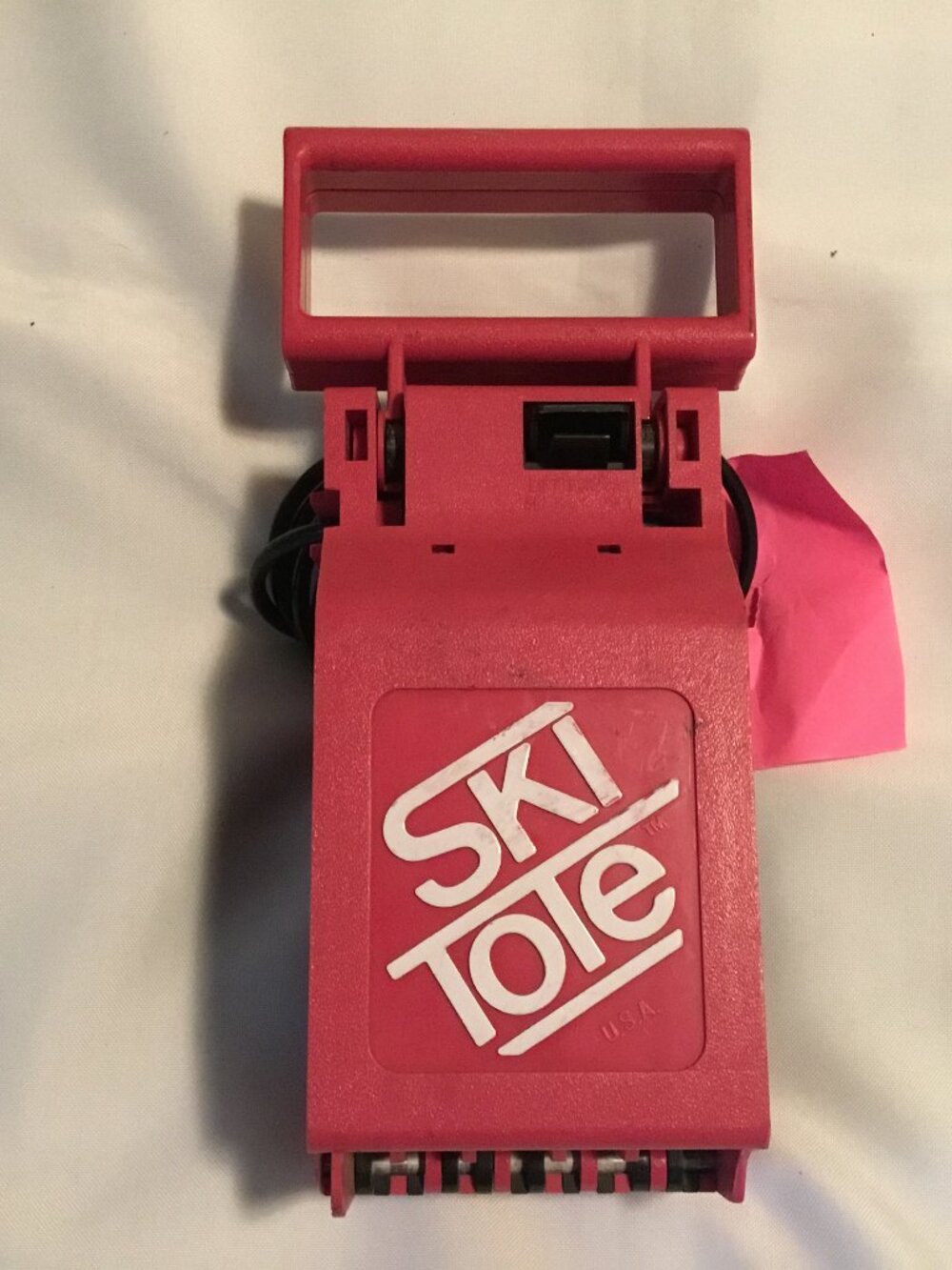 Vintage Ski Tote Pink Carrying Handle Locking System Skis & Poles With Lock!